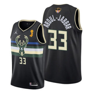 Youth Kareem Abdul Jabbar Milwaukee Bucks 2021 NBA Finals Champions Jersey Black Statement
