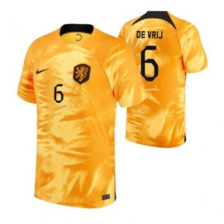 Men's Stefan De Vrij Netherlands National Team Orange Home 2022-23 Jersey