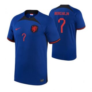 Men's Steven Bergwijn Netherlands National Team Blue Away 2022-23 Jersey