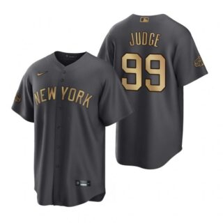 Men's Cool Base Aaron Judge New York Yankees 2022 MLB All-Star Game Charcoal Black Stitched Jersey