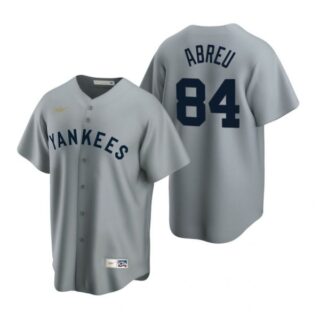 Men's Albert Abreu New York Yankees Cool Base Jersey Gray Cooperstown