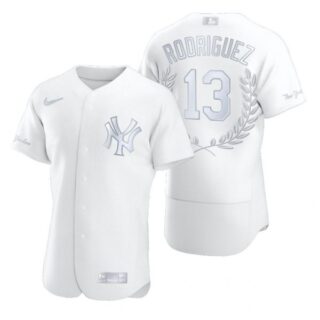 Men's Alex Rodriguez New York Yankees Flex Base Jersey White Award