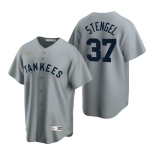 Men's Casey Stengel New York Yankees Cool Base Jersey Gray Cooperstown