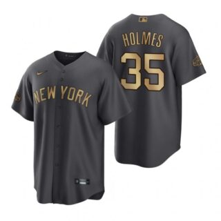 Men's Cool Base Clay Holmes New York Yankees 2022 MLB All-Star Game Charcoal Black Stitched Jersey