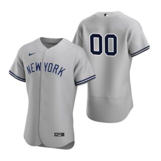 Men's Custom New York Yankees Flex Base Jersey Gray