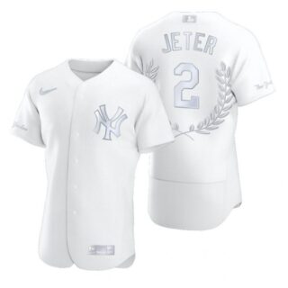 Men's Derek Jeter New York Yankees Flex Base Jersey White Award