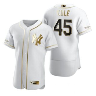 Men's Gerrit Cole New York Yankees Flex Base Jersey White Golden