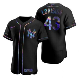 Men's Jonathan Loaisiga New York Yankees Flex Base Jersey Black Holographic