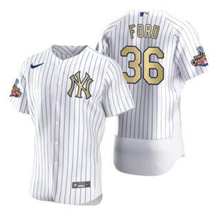 Men's Mike Ford New York Yankees White Gold World Series Champions Jersey White Gold WS