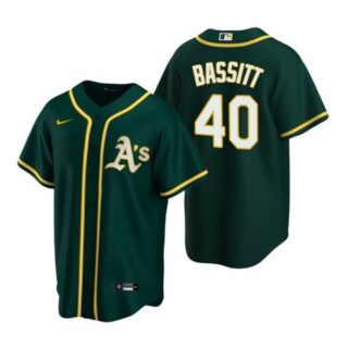 Men's #40 Chris Bassitt Oakland Athletics Cool Base Jersey Green
