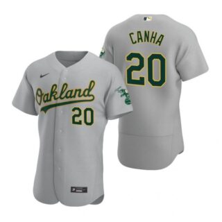 Men's #20 Mark Canha Oakland Athletics Flex Base Jersey Gray