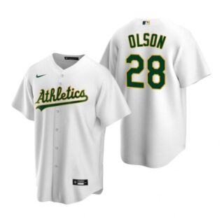 Men's #28 Matt Olson Oakland Athletics Cool Base Jersey White