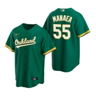 Men's #55 Sean Manaea Oakland Athletics Cool Base Jersey Kelly Green