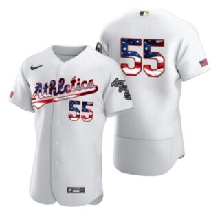 Men's #55 Sean Manaea Oakland Athletics Flex Base Jersey White Stars