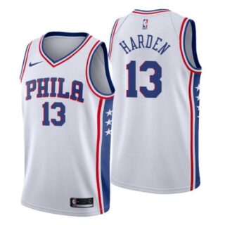 Men's Philadelphia 76ers James Harden 2022 Trade Stitched Jersey - White Association