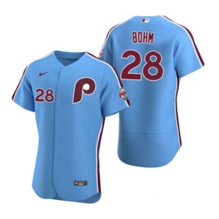 Men's #28 Alec Bohm Philadelphia Phillies Flex Base Jersey Light Blue