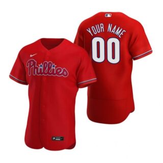 Men's Custom Philadelphia Phillies Flex Base Jersey Red