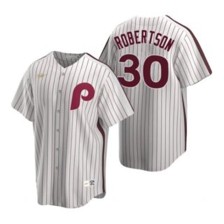 Men's #30 David Robertson Philadelphia Phillies Cool Base Jersey White Cooperstown