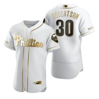 Men's #30 David Robertson Philadelphia Phillies Flex Base Jersey White Golden