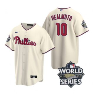 Youth Philadelphia Phillies J.T. Realmuto 2022 World Series Cream Stitched Jersey