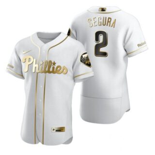 Men's #2 Jean Segura Philadelphia Phillies Flex Base Jersey White Golden