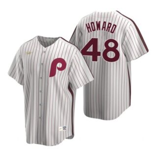 Men's #48 Spencer Howard Philadelphia Phillies Cool Base Jersey White Cooperstown