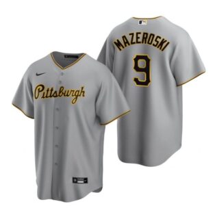 Men's #9 Bill Mazeroski Pittsburgh Pirates Cool Base Jersey Gray