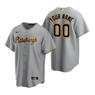 Men's Custom Pittsburgh Pirates Cool Base Jersey Gray