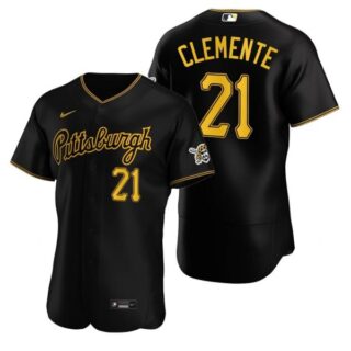 Men's #21 Roberto Clemente Pittsburgh Pirates Flex Base Jersey Black