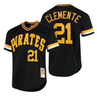 Men's #21 Roberto Clemente Pittsburgh Pirates Cool Base Jersey Black Throwback
