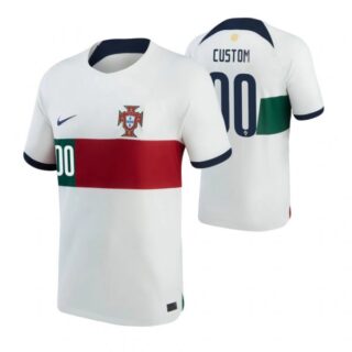 Youth Custom Portugal National Team White Away Soccer Jersey 2022-23