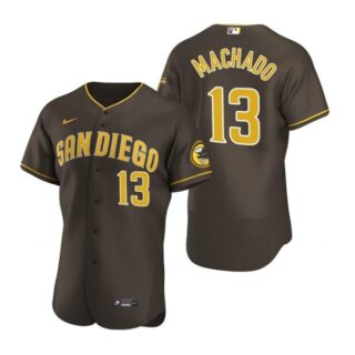 Men's #13 Manny Machado San Diego Padres Flex Base Jersey Brown