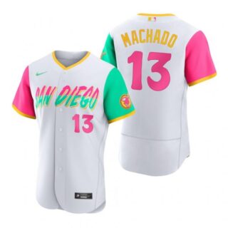 Men's Flex Base San Diego Padres Manny Machado White City Connect Stitched Jersey