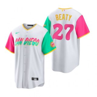 Men's Cool Base San Diego Padres Matt Beaty White City Connect Stitched Jersey