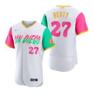 Men's Flex Base San Diego Padres Matt Beaty White City Connect Stitched Jersey