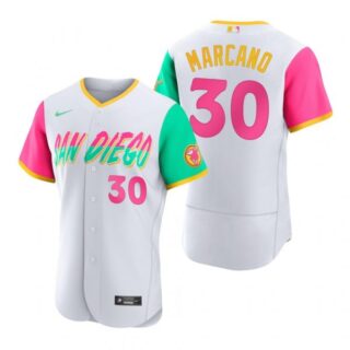 Men's Flex Base San Diego Padres Tucupita Marcano White City Connect Stitched Jersey