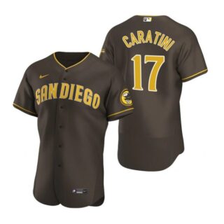 Men's #17 Victor Caratini San Diego Padres Flex Base Jersey Brown