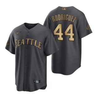 Men's Cool Base Julio Rodriguez Seattle Mariners 2022 MLB All-Star Game Charcoal Black Stitched Jersey