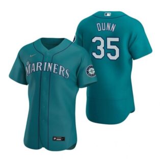 Men's Justin Dunn Seattle Mariners Flex Base Jersey White Aqua