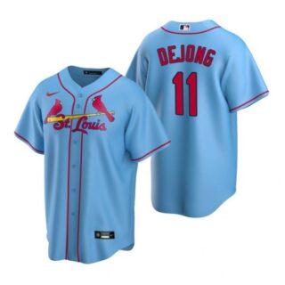Men's Paul Dejong St. Louis Cardinals Cool Base Jersey Red Light Blue