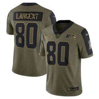 Men's #80 Steve Largent Seattle Seahawks Olive 2021 Salute To Service Limited Jersey