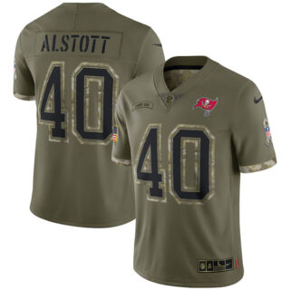 Youth Mike Alstott Tampa Bay Buccaneers Olive 2022 Salute To Service Jersey Stitched