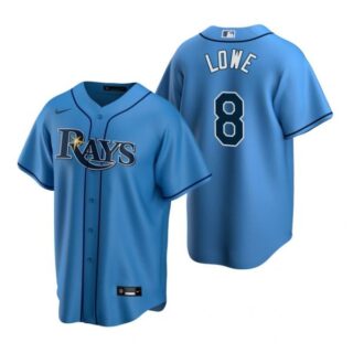 Men's Brandon Lowe Tampa Bay Rays Cool Base Jersey White Gray,Light Blue