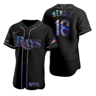 Men's Joey Wendle Tampa Bay Rays Flex Base Jersey Black Holographic Black Holographic