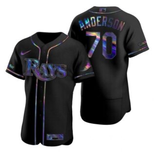 Men's Nick Anderson Tampa Bay Rays Flex Base Jersey Black Holographic Black Holographic