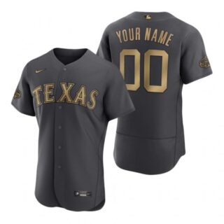 Men's Flex Base Custom Texas Rangers 2022 MLB All-Star Game Charcoal Black Stitched Jersey