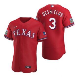 Men's Delino Deshields Texas Rangers Flex Base Jersey White Golden Scarlet