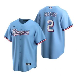 Men's Jeff Mathis Texas Rangers Cool Base Jersey Royal Light Blue