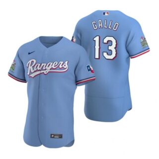 Men's Joey Gallo Texas Rangers Flex Base Jersey Black Holographic Light Blue