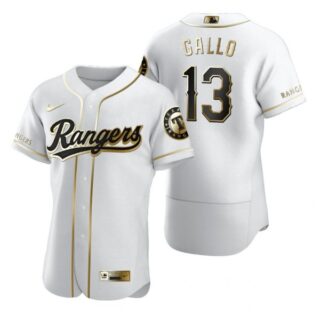 Men's Joey Gallo Texas Rangers Flex Base Jersey Black Holographic White Golden